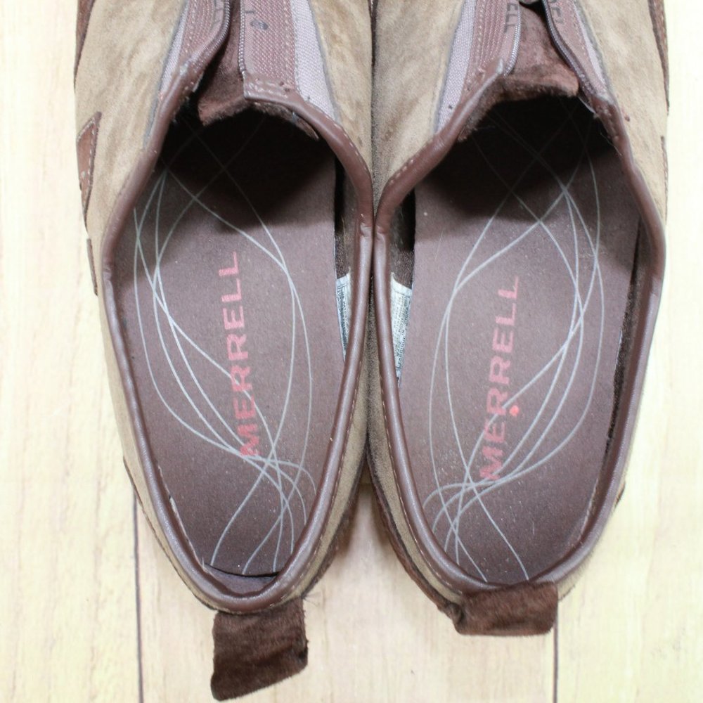 Merrell Barrado Brown Suede Slip on Front Zipper Active Shoes Size 6.5 - Picture 7 of 9